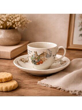 Wedgwood Peter Rabbit Cup and Saucer Set England Beatrice Potter Designs